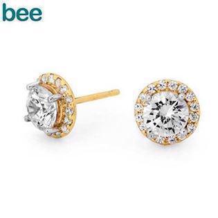 Bee Jewelry 9 ct gold Earrings shiny, model 55557-CZ